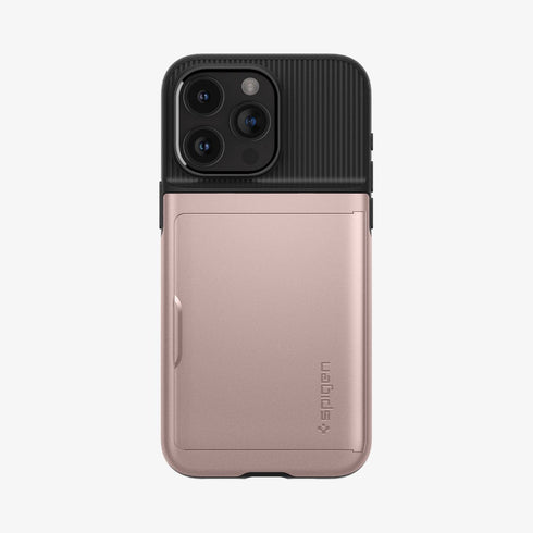 ACS06589 - iPhone 15 Pro Max Case Slim Armor CS in black showing the back with card in slot